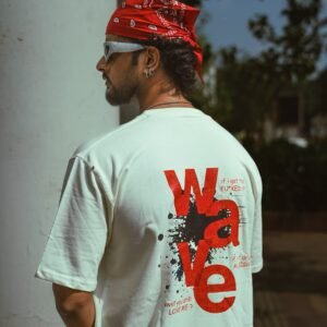 White Oversized Wave T-shirt